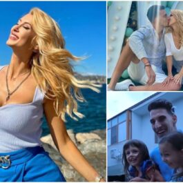 Colaj de imagini cu Andreea Bălan, Victor Cornea și fetițele sale